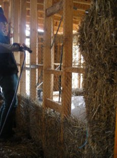 Internal straw bale walls provide high levels of internal wall insulation.