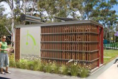 The Green Pod solar bicycle storage unit in action.