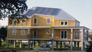 One of the first sustainable homes to completed in New Orleans as a part of the Make It Right Foundation project, spearheaded by Brad Pitt. One of the first sustainable homes to completed in New Orleans as a part of the Make It Right Foundation project, spearheaded by Brad Pitt.