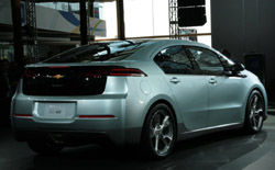 The rear view of the production Chevy Volt.