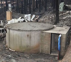 A fire bunker built from a converted water tank in Kinglake, Victoria.