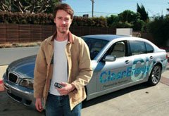 Edward Norton with his new BMW Hydrogen 7.