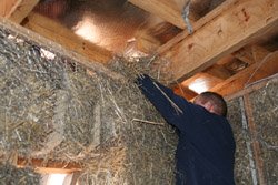 The area is then stuffed with loose straw giving it a 'rolled' appearance.