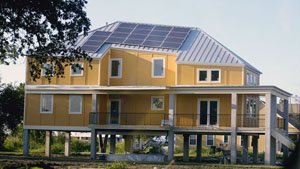 One of the first sustainable homes to completed in New Orleans as a part of the Make It Right Foundation project, spearheaded by Brad Pitt. 